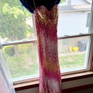 Jovani Pink, Gold, Silver Sequined Gown